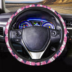 Pink White And Blue Argyle Pattern Print Car Steering Wheel Cover