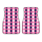 Pink White And Blue Argyle Pattern Print Front Car Floor Mats