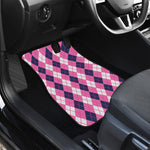 Pink White And Blue Argyle Pattern Print Front Car Floor Mats