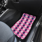 Pink White And Blue Argyle Pattern Print Front Car Floor Mats