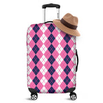 Pink White And Blue Argyle Pattern Print Luggage Cover