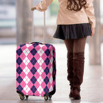 Pink White And Blue Argyle Pattern Print Luggage Cover