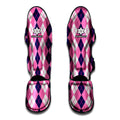 Pink White And Blue Argyle Pattern Print Muay Thai Shin Guards