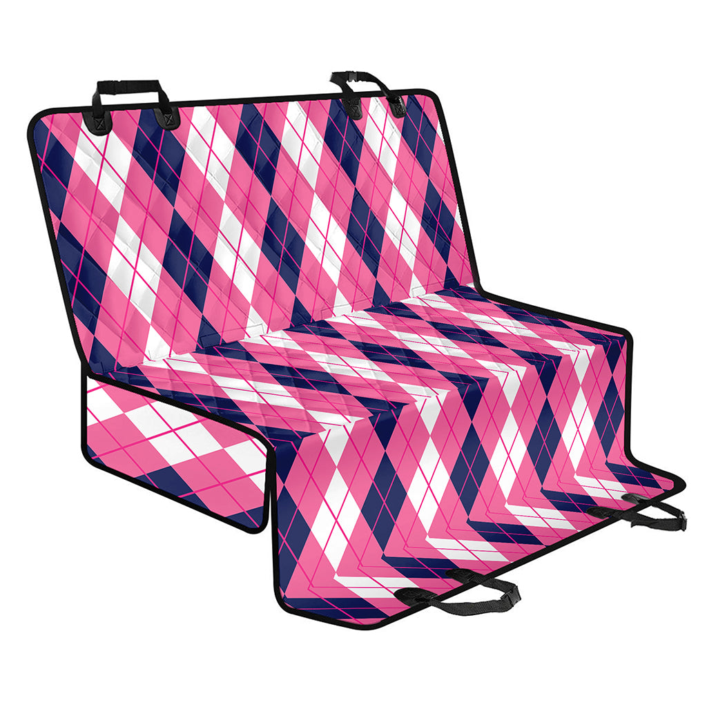 Pink White And Blue Argyle Pattern Print Pet Car Back Seat Cover