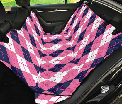 Pink White And Blue Argyle Pattern Print Pet Car Back Seat Cover