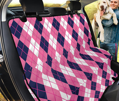 Pink White And Blue Argyle Pattern Print Pet Car Back Seat Cover