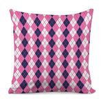 Pink White And Blue Argyle Pattern Print Pillow Cover