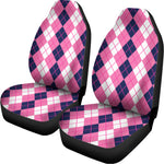 Pink White And Blue Argyle Pattern Print Universal Fit Car Seat Covers