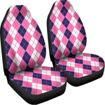 Pink White And Blue Argyle Pattern Print Universal Fit Car Seat Covers