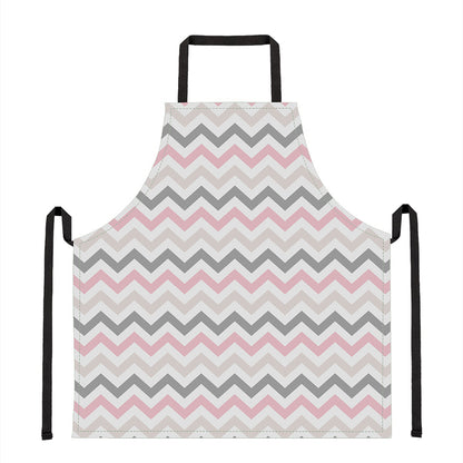 Pink White And Grey Chevron Print Apron