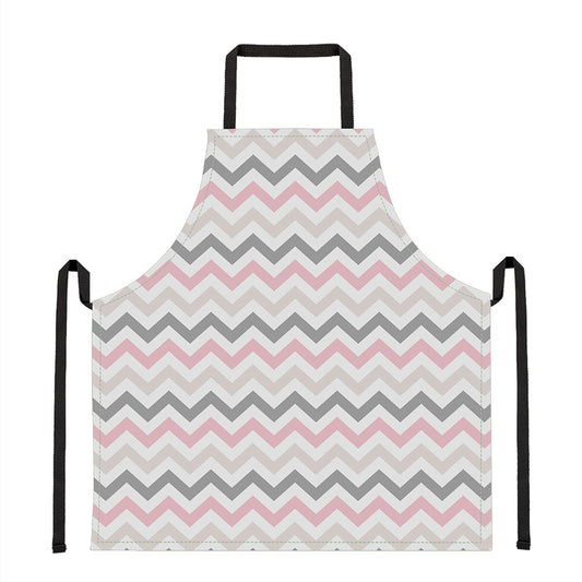 Pink White And Grey Chevron Print Apron