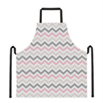 Pink White And Grey Chevron Print Apron