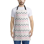 Pink White And Grey Chevron Print Apron