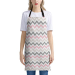Pink White And Grey Chevron Print Apron
