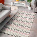 Pink White And Grey Chevron Print Area Rug