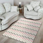 Pink White And Grey Chevron Print Area Rug