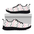 Pink White And Grey Chevron Print Black Running Shoes