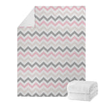 Pink White And Grey Chevron Print Blanket