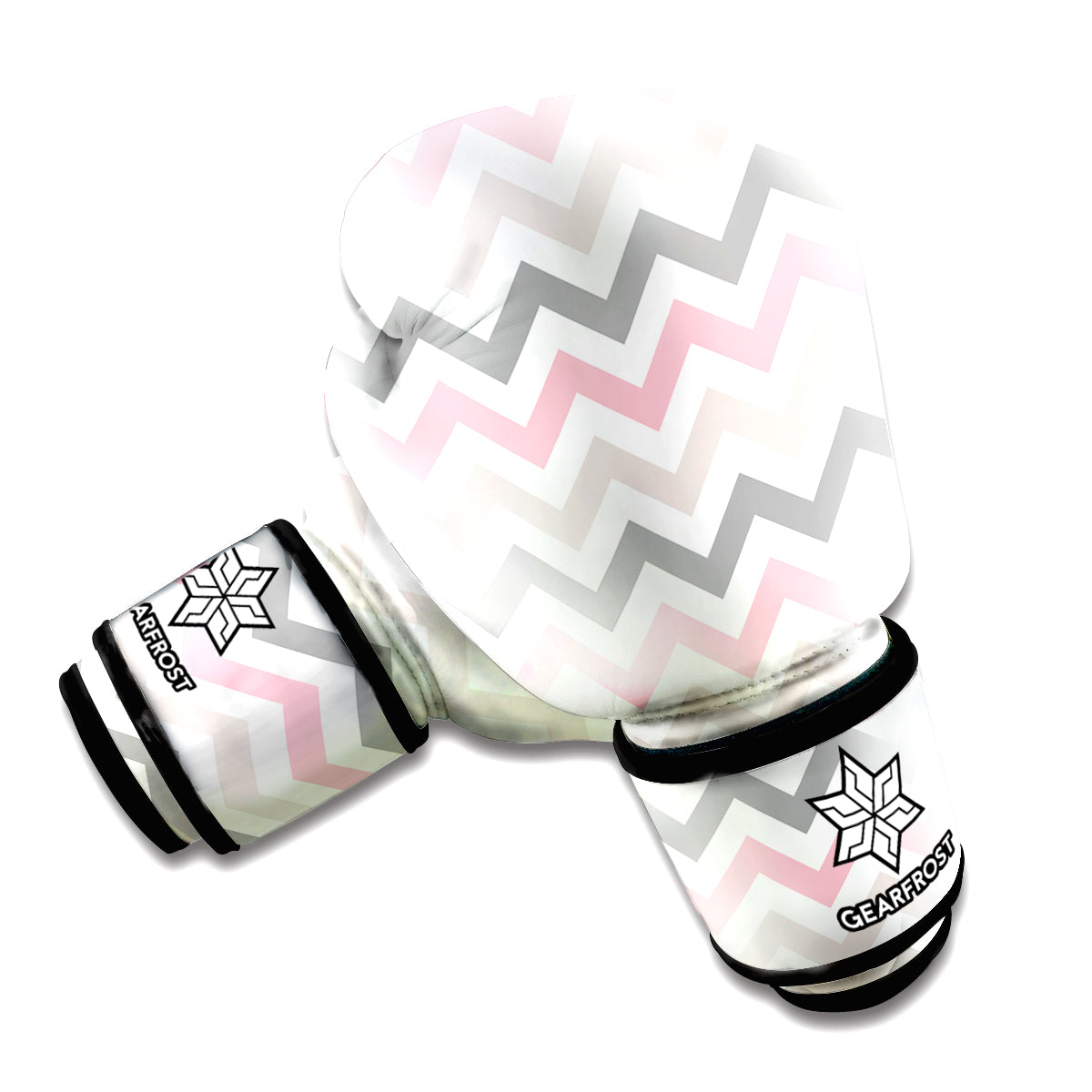 Pink White And Grey Chevron Print Boxing Gloves