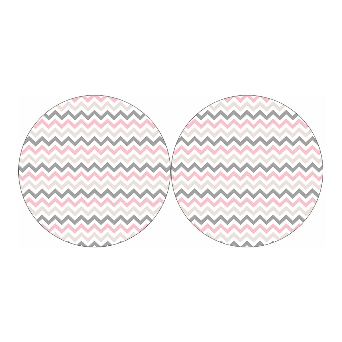 Pink White And Grey Chevron Print Car Coasters