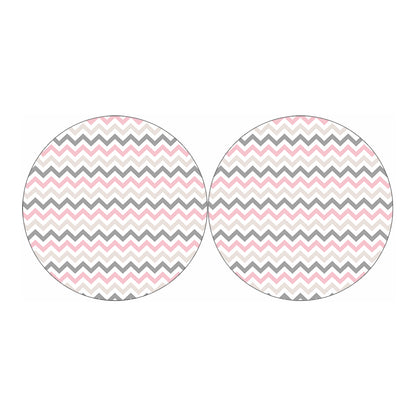 Pink White And Grey Chevron Print Car Coasters