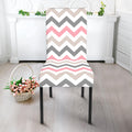 Pink White And Grey Chevron Print Dining Chair Slipcover