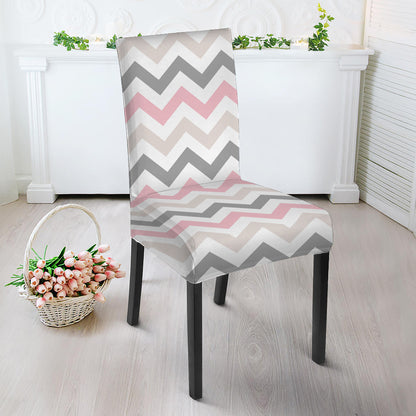 Pink White And Grey Chevron Print Dining Chair Slipcover