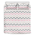 Pink White And Grey Chevron Print Duvet Cover Bedding Set