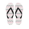 Pink White And Grey Chevron Print Flip Flops