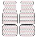 Pink White And Grey Chevron Print Front and Back Car Floor Mats
