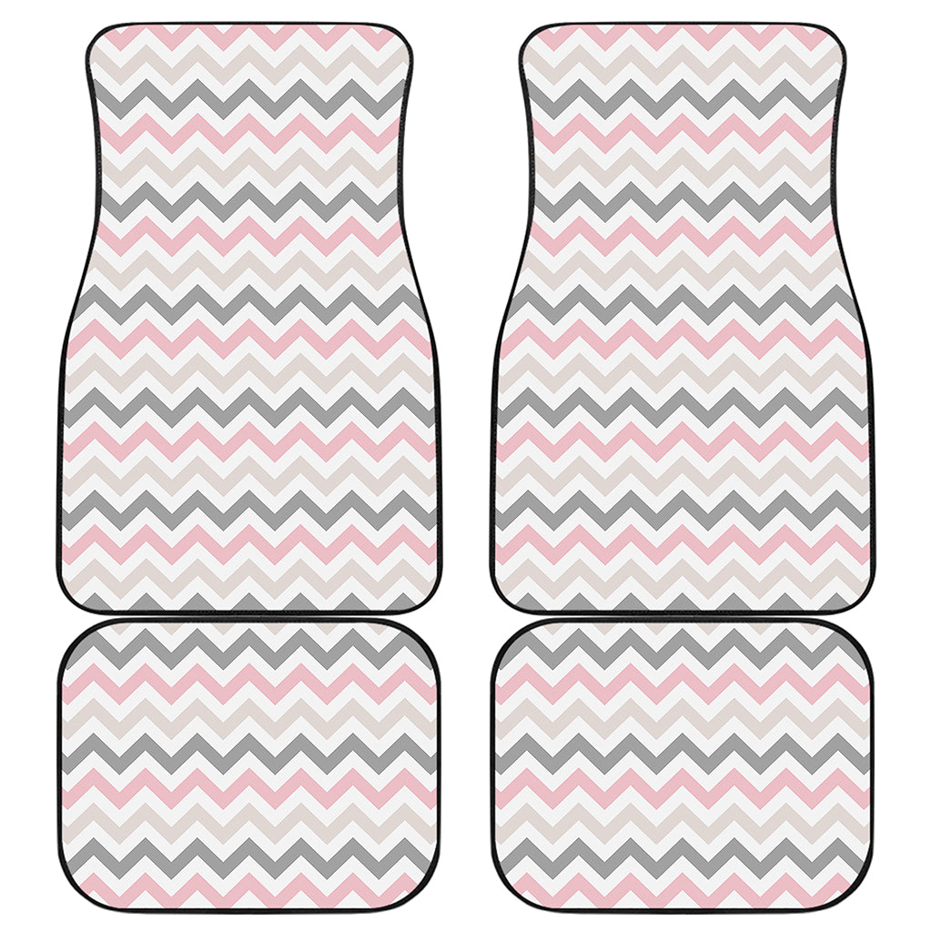 Pink White And Grey Chevron Print Front and Back Car Floor Mats