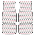 Pink White And Grey Chevron Print Front and Back Car Floor Mats