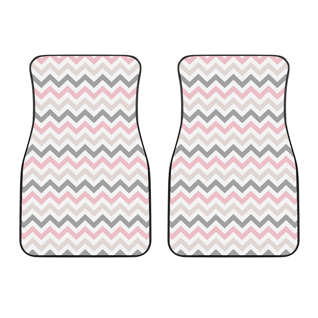 Pink White And Grey Chevron Print Front Car Floor Mats