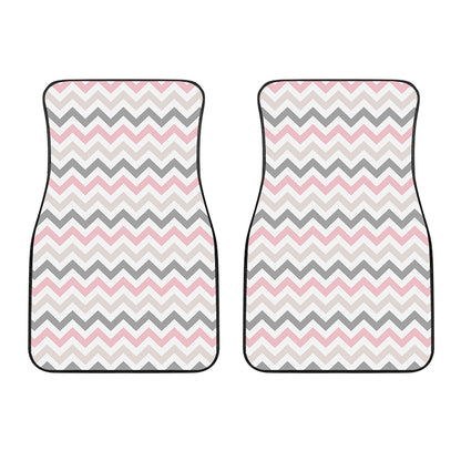 Pink White And Grey Chevron Print Front Car Floor Mats