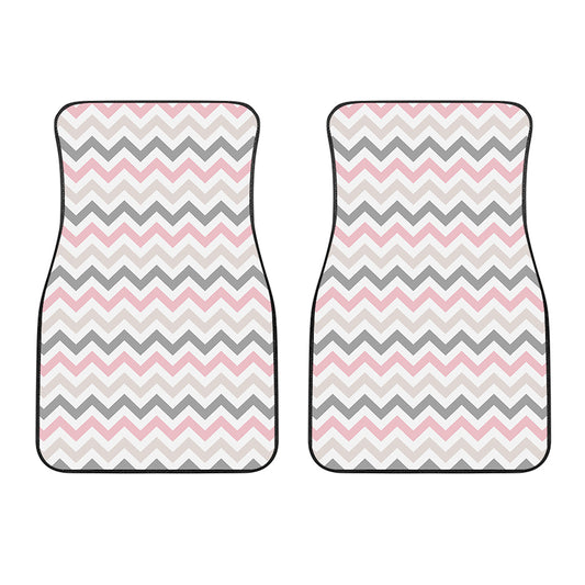 Pink White And Grey Chevron Print Front Car Floor Mats