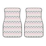 Pink White And Grey Chevron Print Front Car Floor Mats