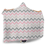 Pink White And Grey Chevron Print Hooded Blanket