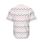 Pink White And Grey Chevron Print Men's Baseball Jersey