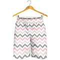 Pink White And Grey Chevron Print Men's Shorts