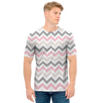Pink White And Grey Chevron Print Men's T-Shirt