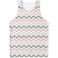 Pink White And Grey Chevron Print Men's Tank Top