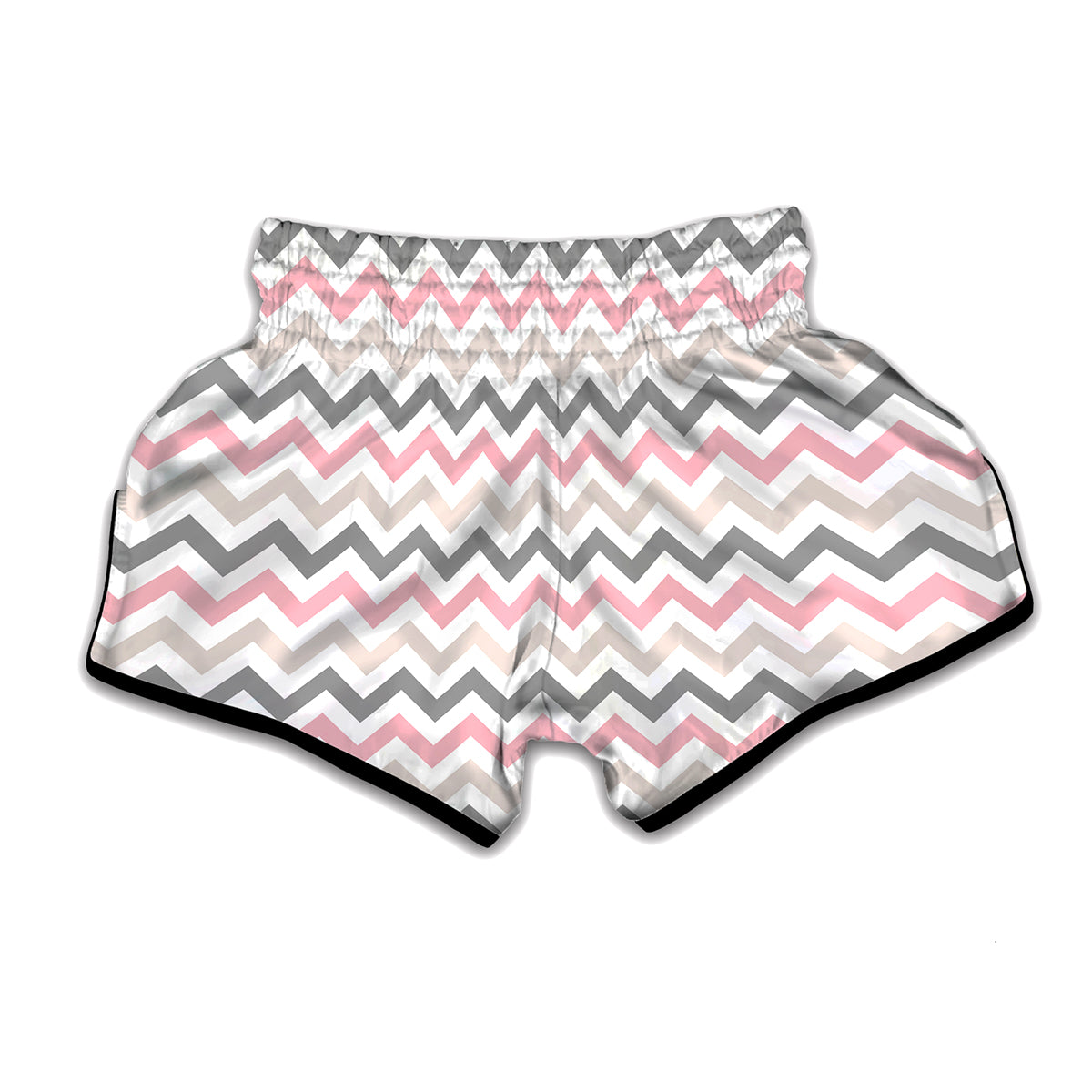 Pink White And Grey Chevron Print Muay Thai Boxing Shorts