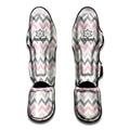 Pink White And Grey Chevron Print Muay Thai Shin Guards