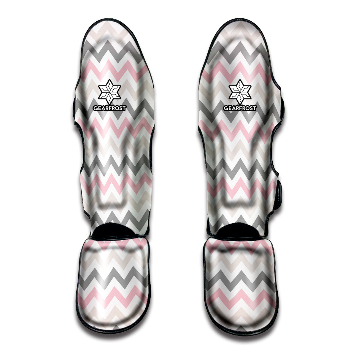 Pink White And Grey Chevron Print Muay Thai Shin Guard