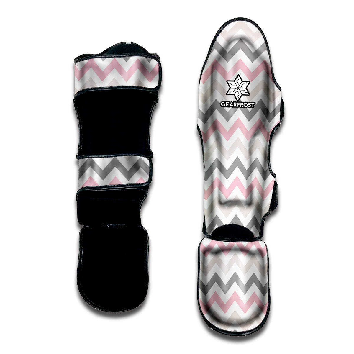 Pink White And Grey Chevron Print Muay Thai Shin Guard
