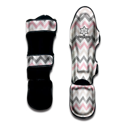 Pink White And Grey Chevron Print Muay Thai Shin Guard