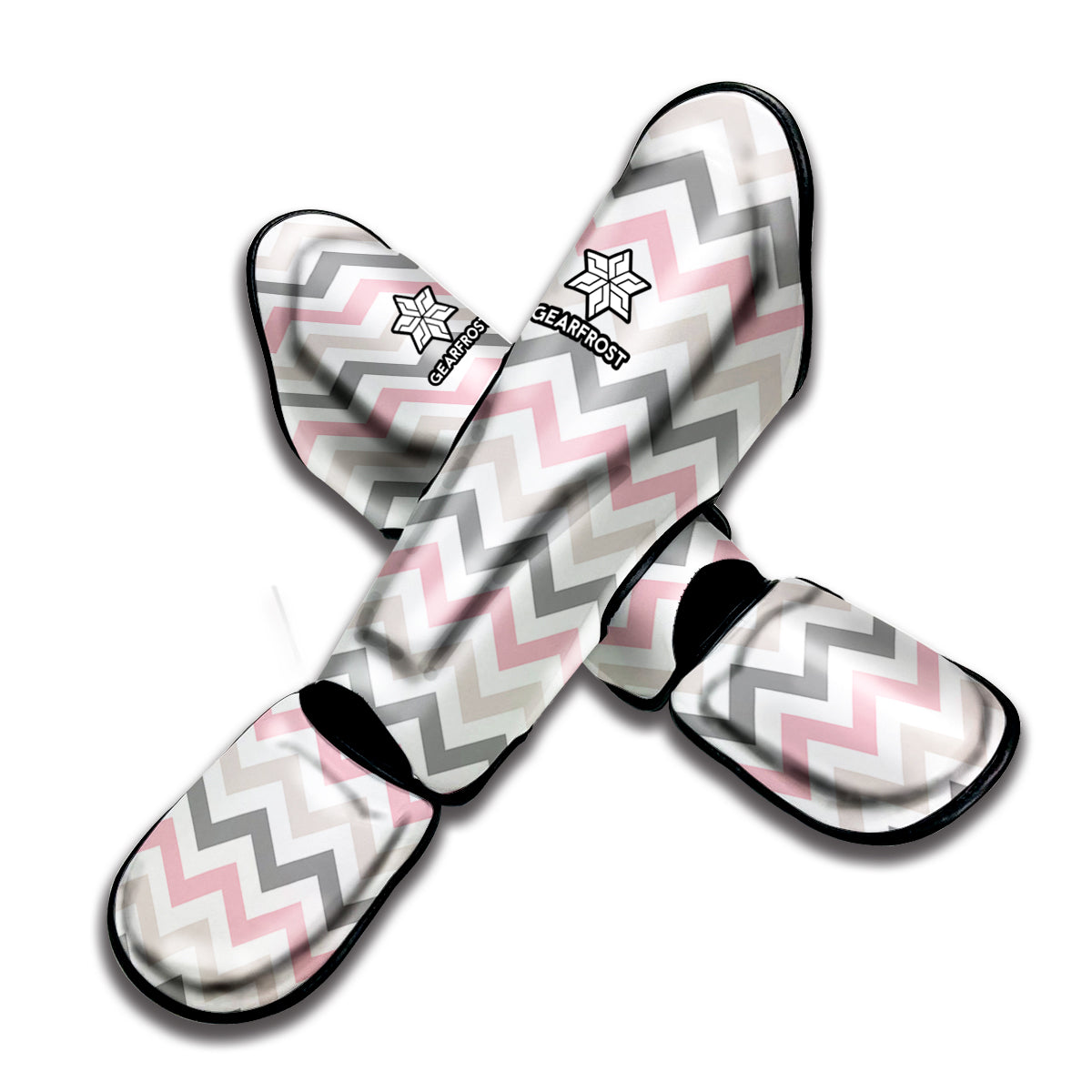 Pink White And Grey Chevron Print Muay Thai Shin Guard