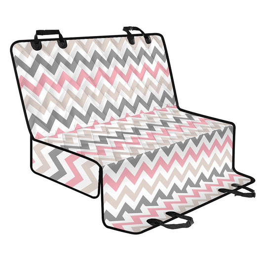 Pink White And Grey Chevron Print Pet Car Back Seat Cover