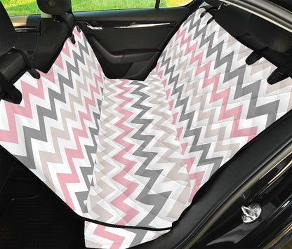 Pink White And Grey Chevron Print Pet Car Back Seat Cover