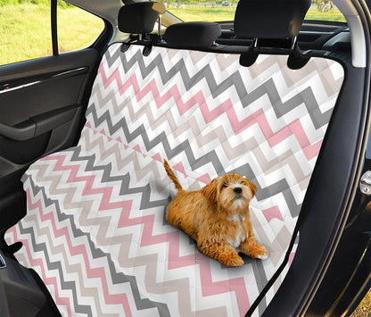Pink White And Grey Chevron Print Pet Car Back Seat Cover
